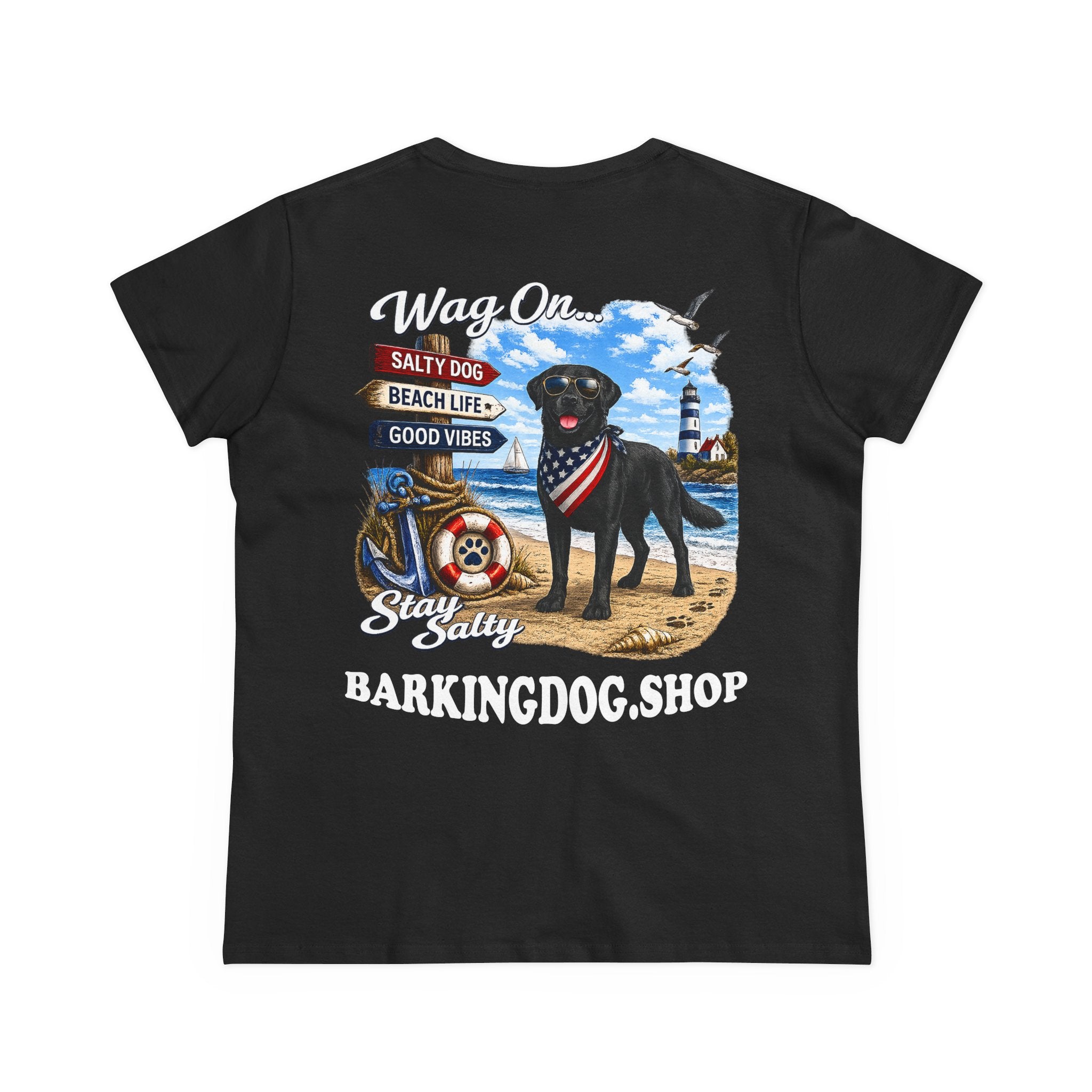 Black Lab Dog Beach T Shirt Wag On™ Stay Salty