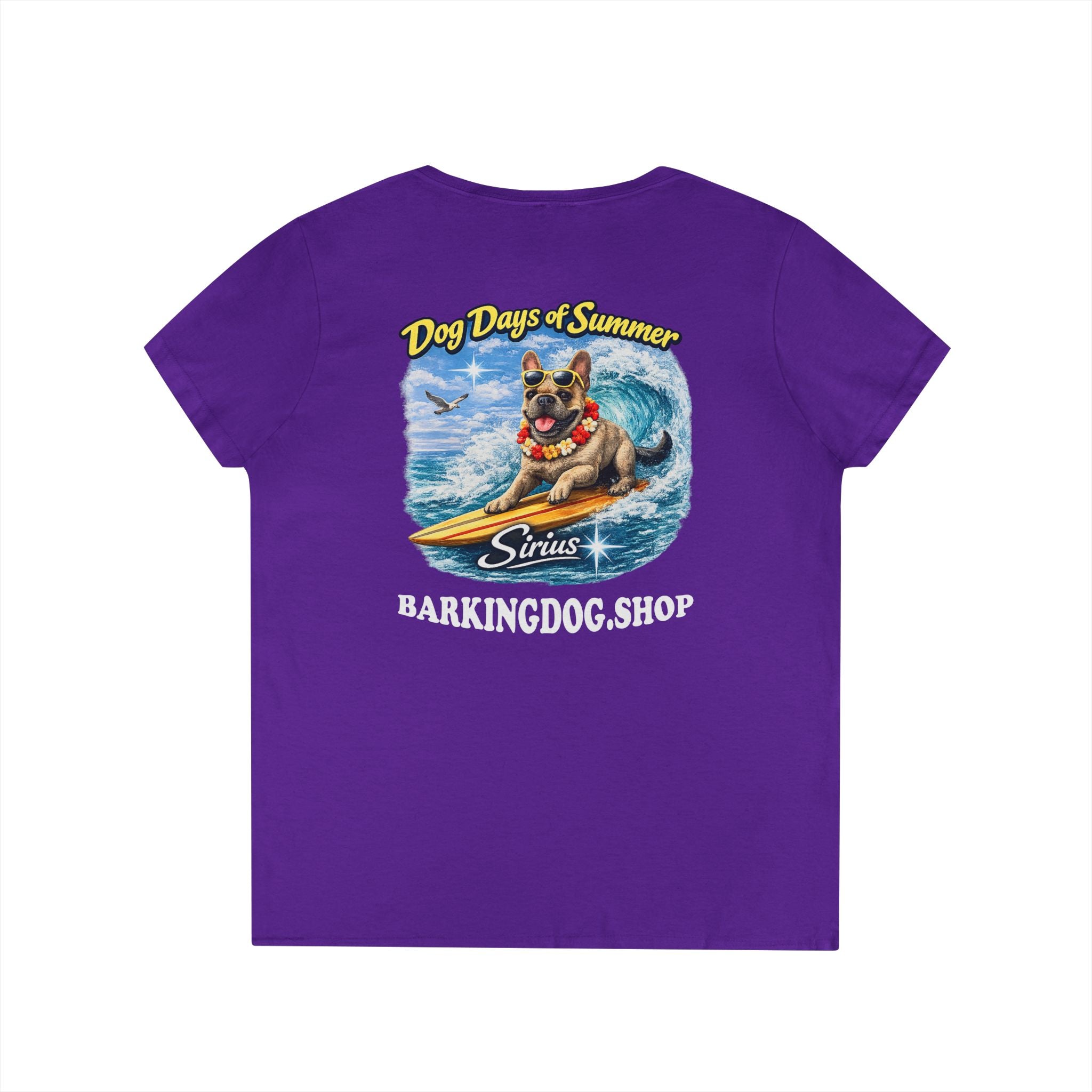 French Bull Dog Surfboard T-Shirt Wag On™ Dog Days of Summer