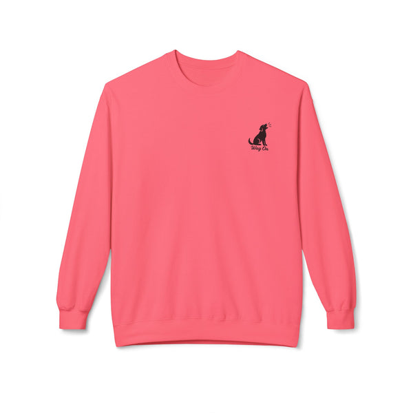 Golden Retriever Mountain Lake Wildlife Woodcut Crewneck Sweatshirt PINK Outdoor Dog Lover Apparel BarkingDog Shop