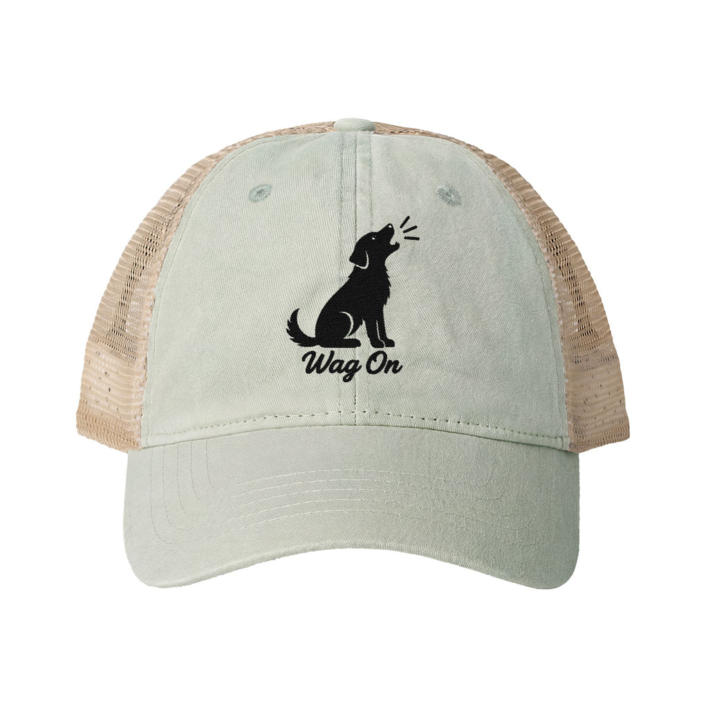 Women's Embroidered Wag On Washed Mesh-Back Cap