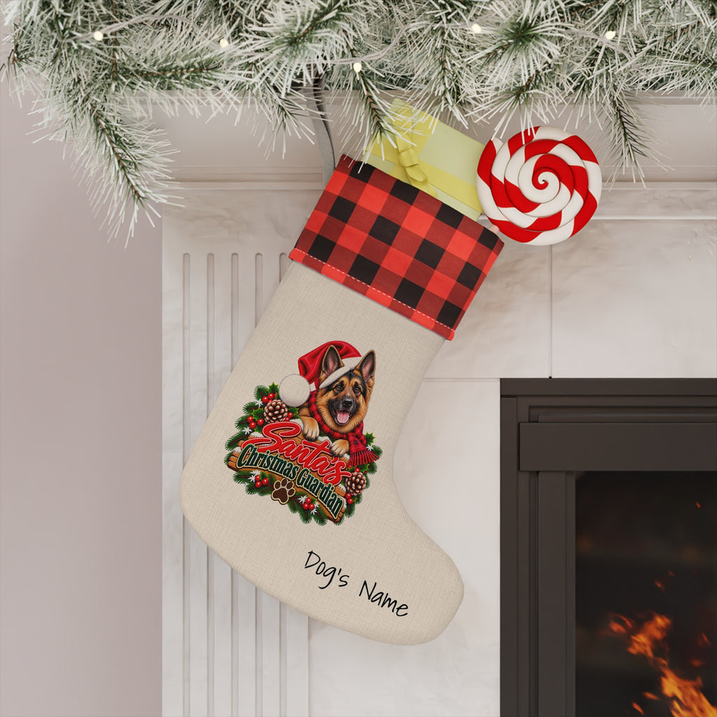 German Shepherd Santa’s Christmas Guardian Christmas Stocking BarkingDog Shop