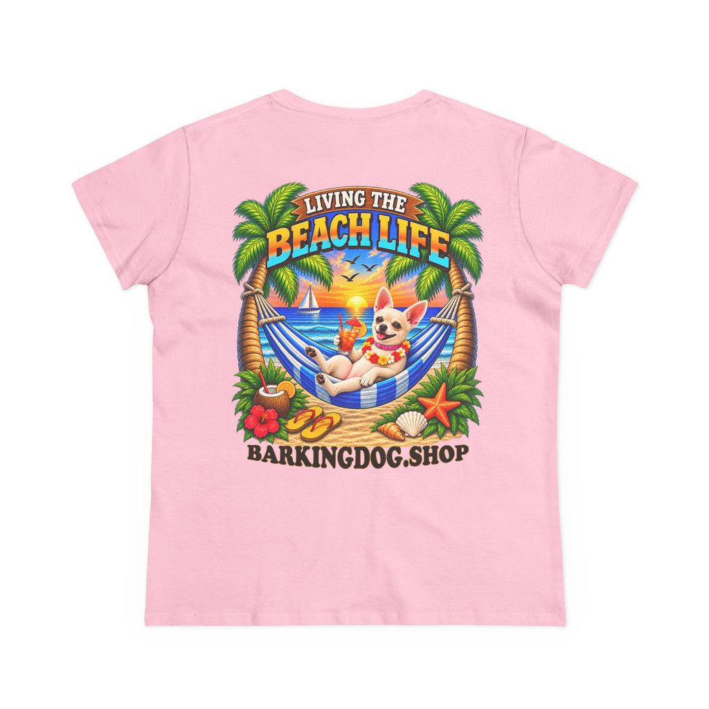 Chihuahua Beach Life Canine T Shirt Beach Collection Living the Beach Life Tropical Graphic Tee Wag On BarkingDog Shop