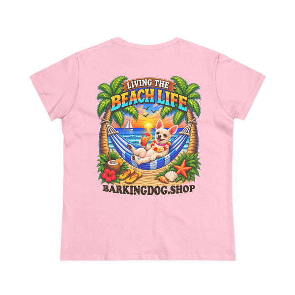 Chihuahua Beach Life Canine T Shirt Beach Collection Living the Beach Life Tropical Graphic Tee Wag On BarkingDog Shop