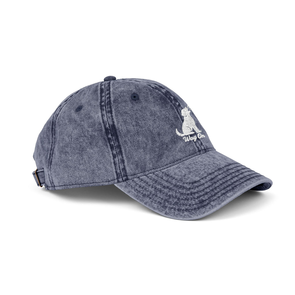 Embroidered Vintage Dog Cap - 'Wag On' Washed Baseball Hat