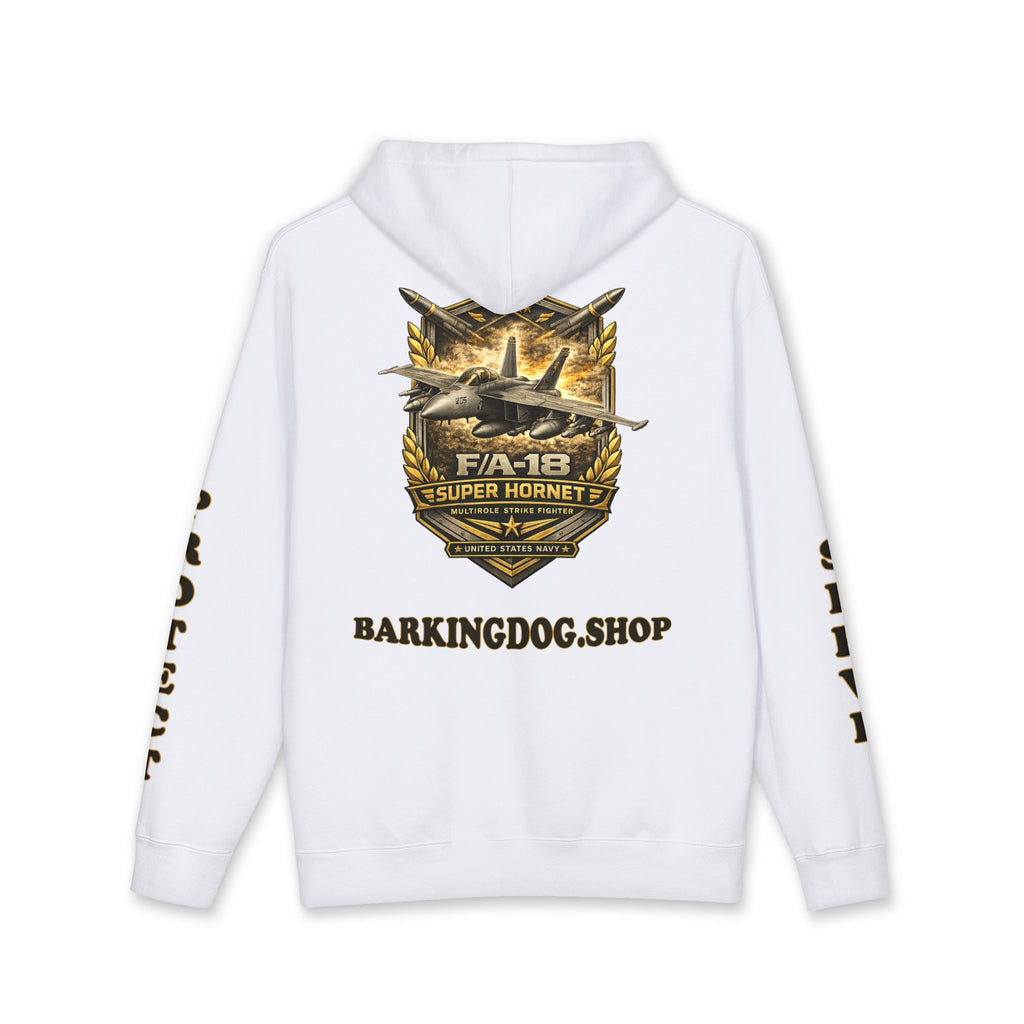 F/A-18 Super Hornet Jet Hoodie — Barking Dog 'Wag On' Military Navy Tribute