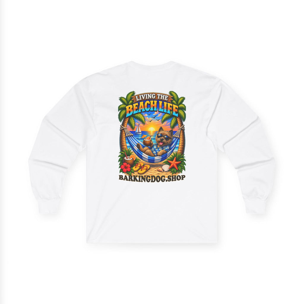 Cairn Terrier Beach Life Canine Long Sleeve T Shirt Beach Collection Hammock Tropical Dog Graphic Tee Wag On BarkingDog Shop