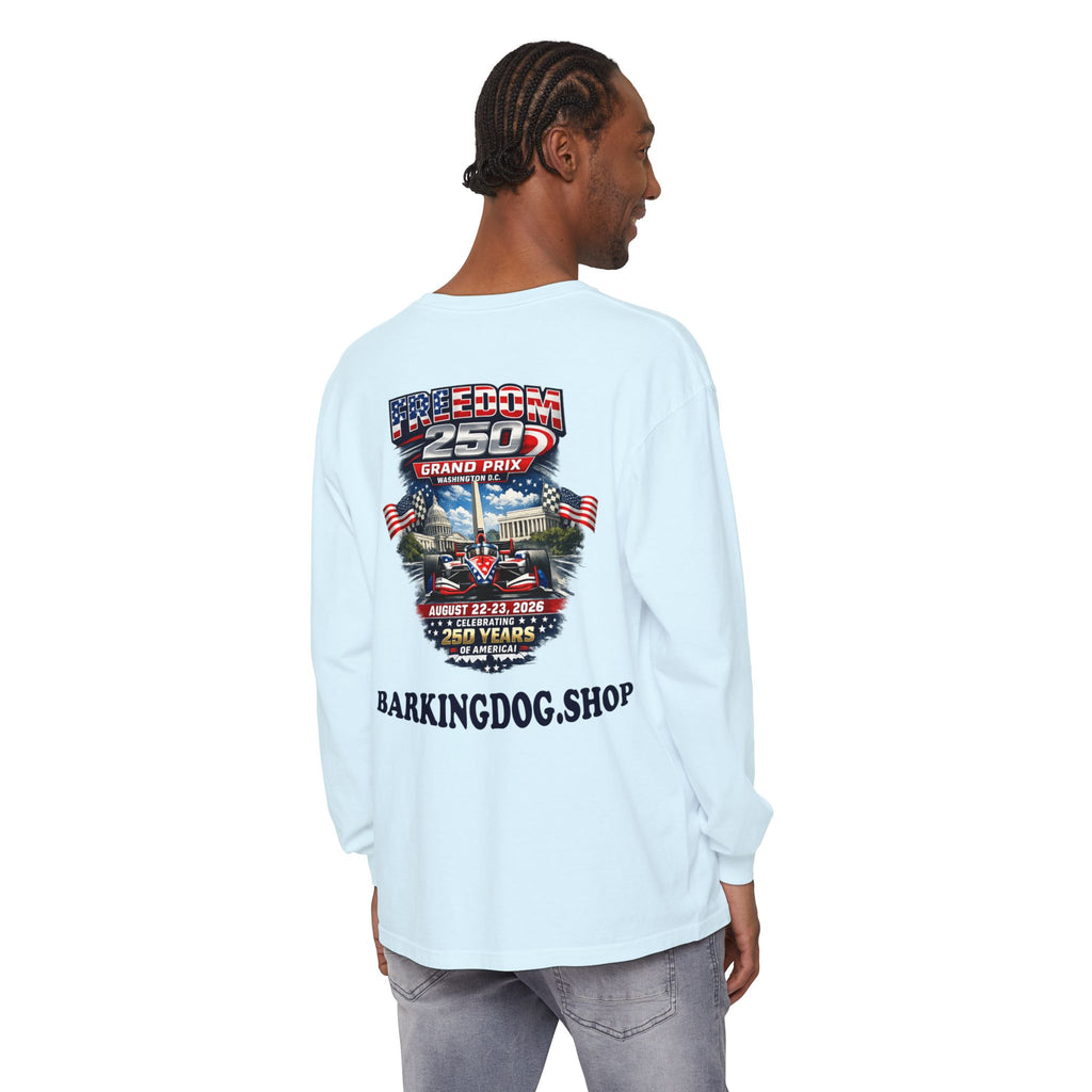 Freedom 250 Grand Prix Long Sleeve T-Shirt — "Wag On" Dog Rally Race Tee