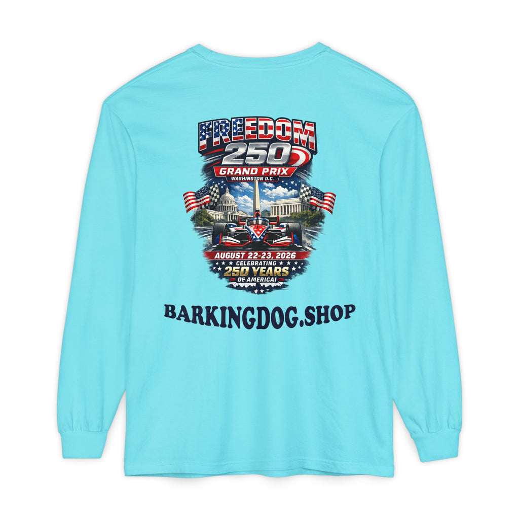 Freedom 250 Grand Prix Long Sleeve T-Shirt — "Wag On" Dog Rally Race Tee