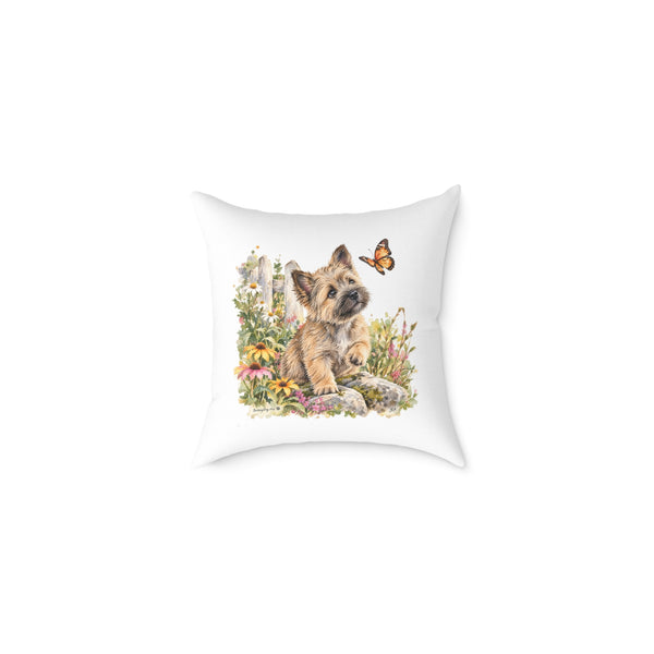 Cairn Terrier Puppy Butterfly Garden Throw Pillow Home Decor Collection Watercolor Dog Decor BarkingDog Shop