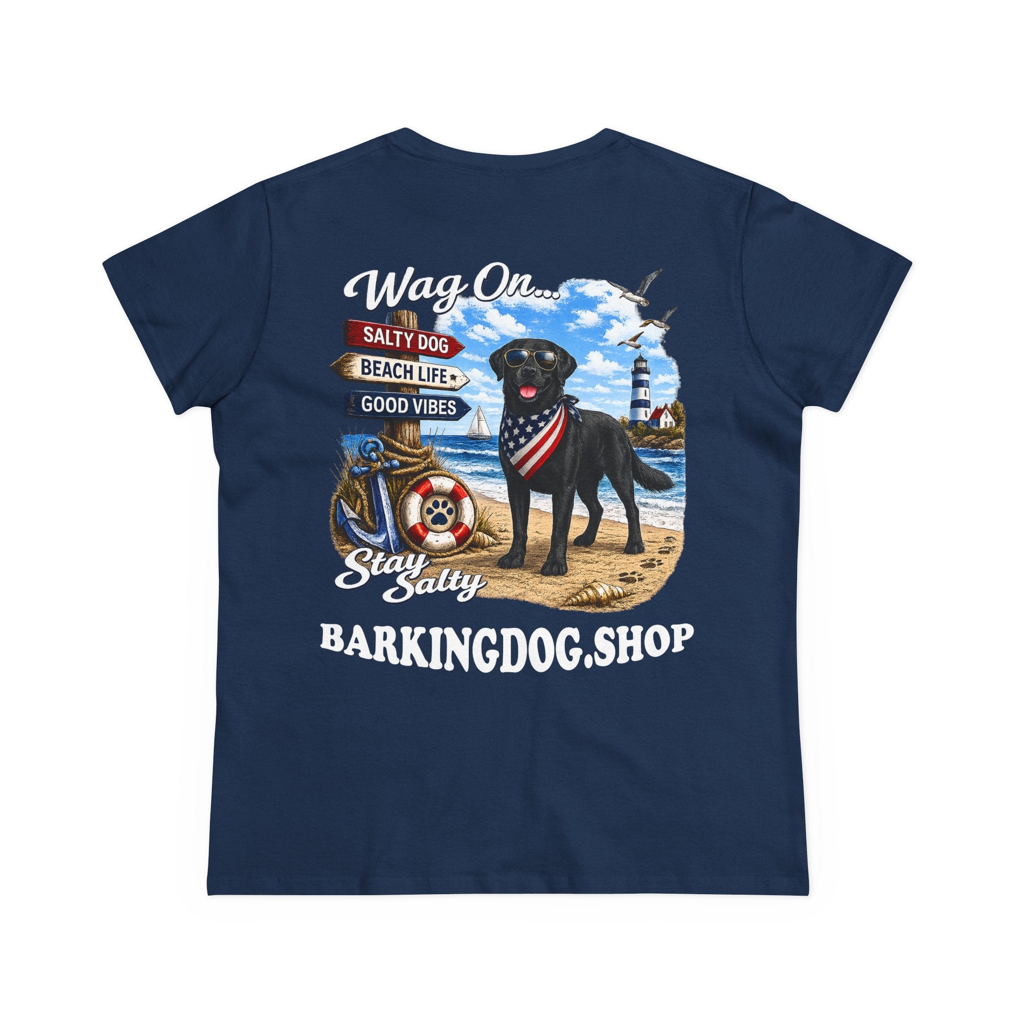Black Lab Dog Beach T Shirt Wag On™ Stay Salty