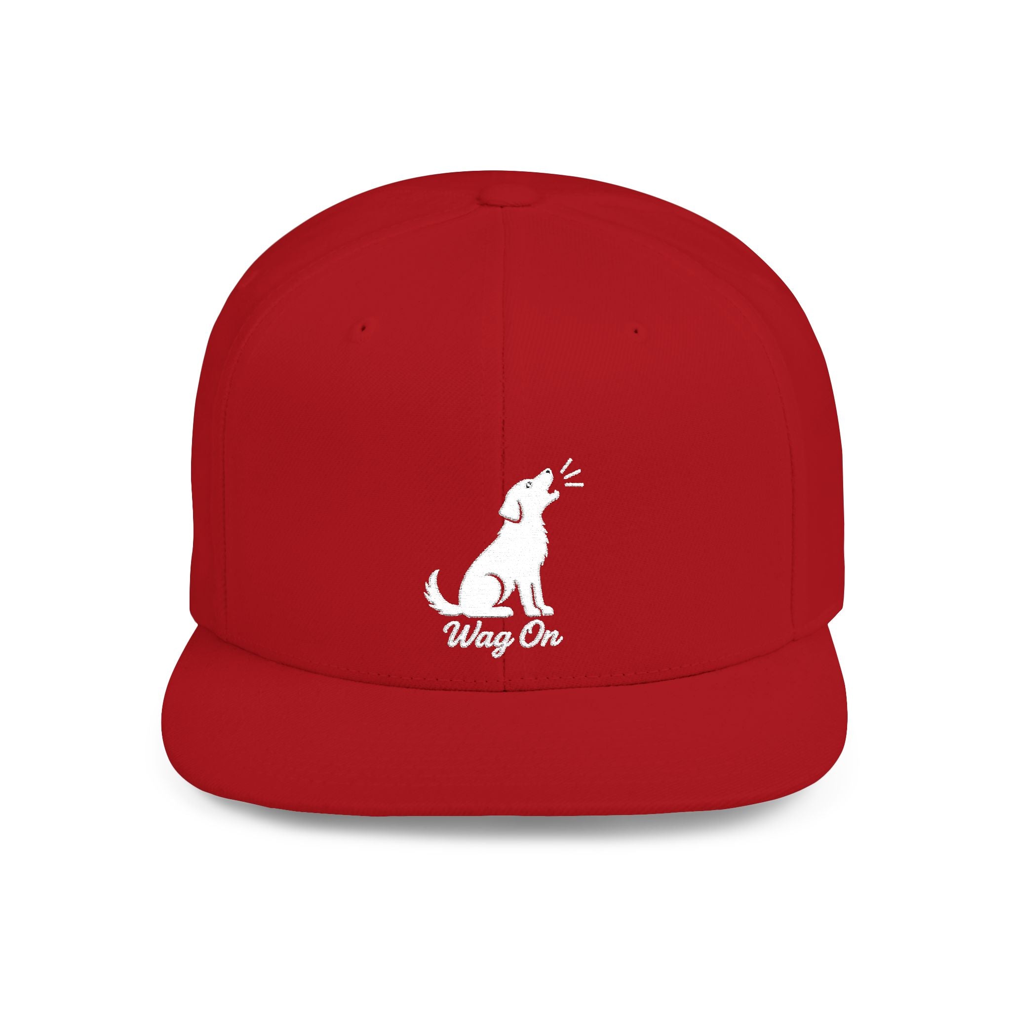 Copy of Wag On Snapback Hat — Embroidered Howling Dog Flat Bill Cap
