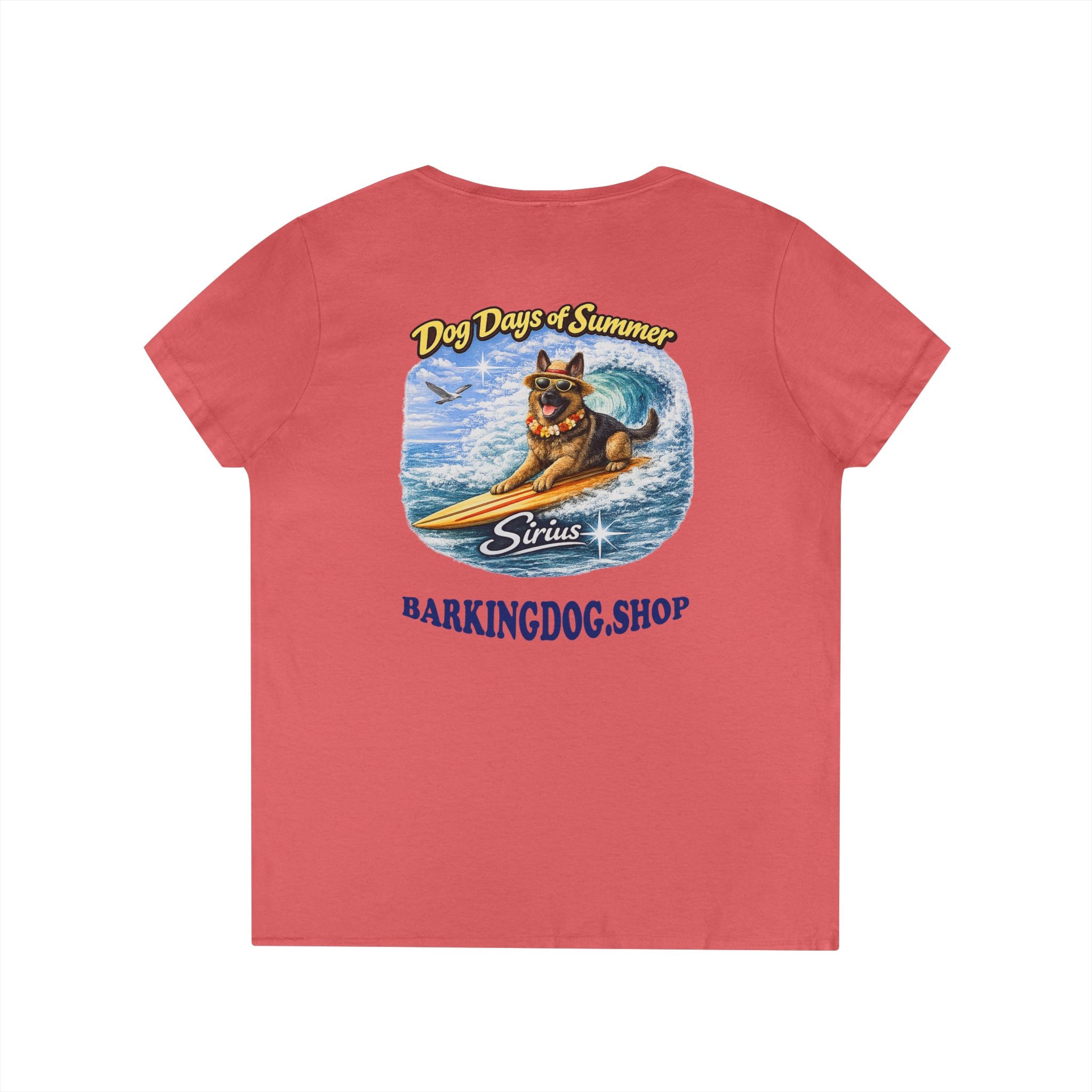 German Shepherd Dog Surfboard T-Shirt Wag On™ Dog Days of Summer