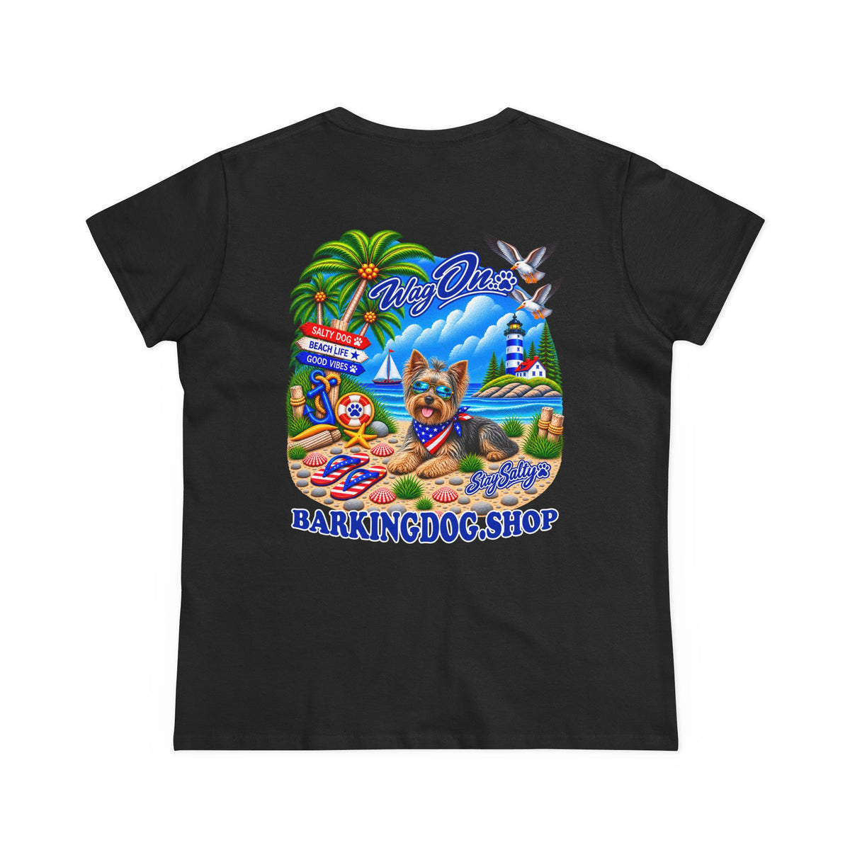 Yorkshire Terrier Stay Salty T Shirt Beach Collection Salty Pup Beach Life Graphic Tee Wag On BarkingDog Shop