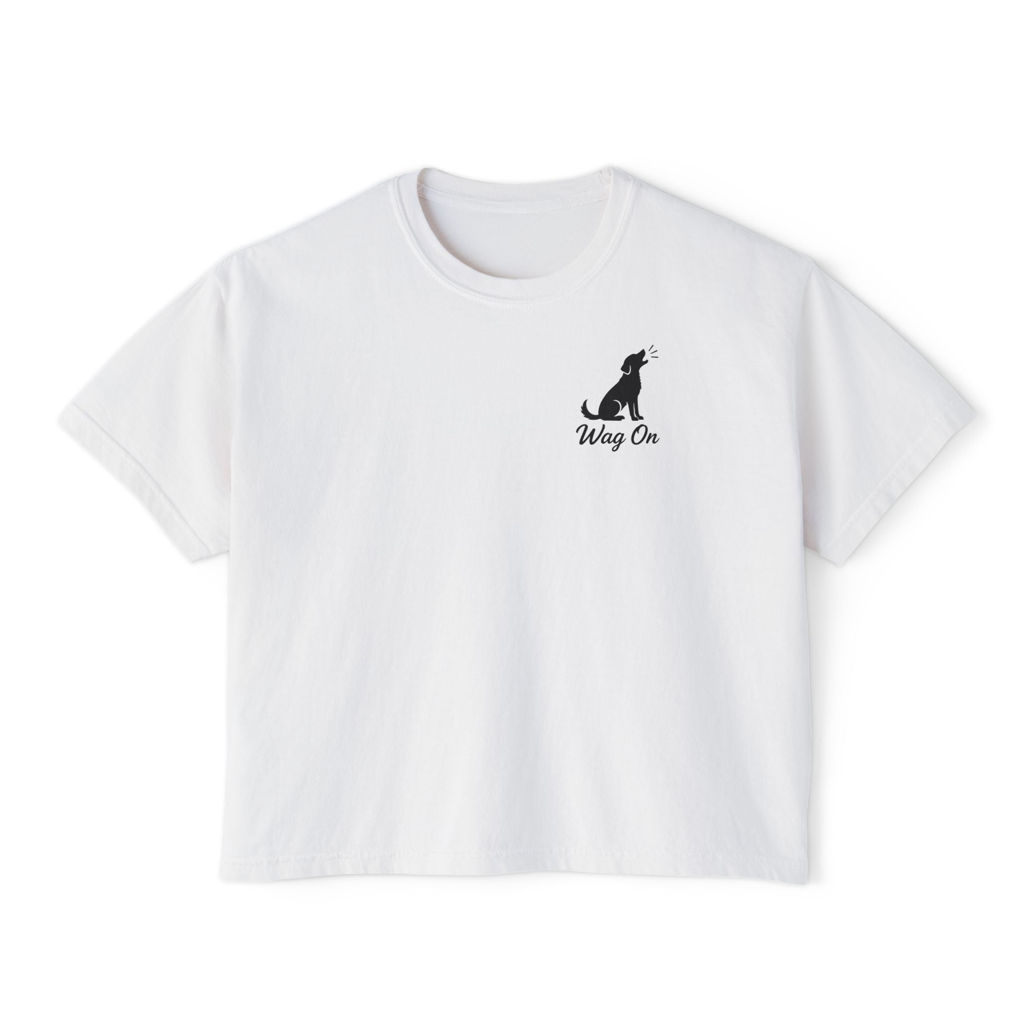 Boxy Tee — "Wag On" Dog Lovers Cropped T‑Shirt (Retired & Out of Control Design)