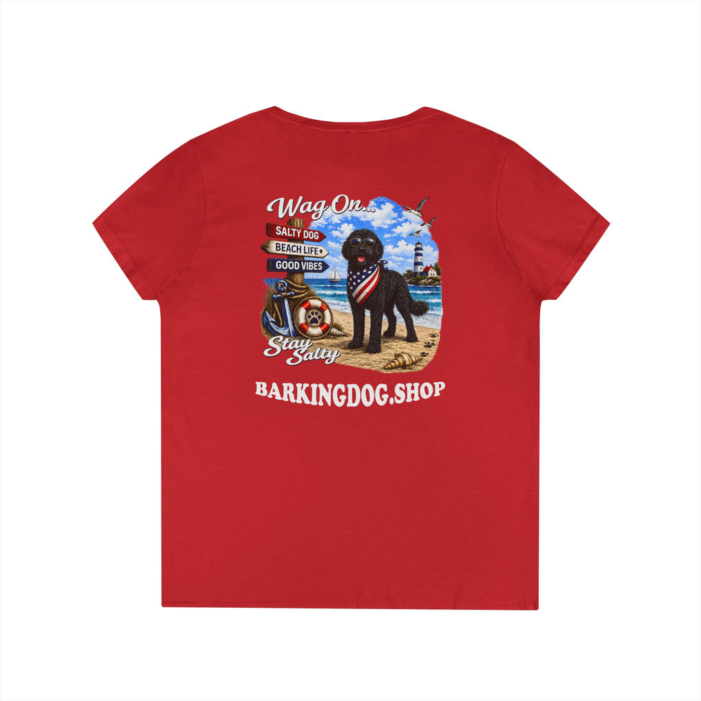 Black Bernedoodle  T Shirt Stay Salty Beach Dog Lover Graphic Tee Wag On BarkingDog Shop