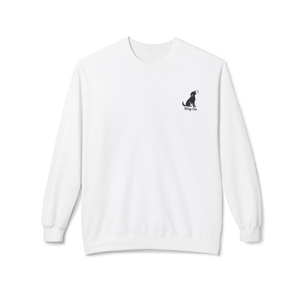 Golden Retriever Mountain Lake Wildlife Woodcut Crewneck Sweatshirt WHITE Outdoor Dog Lover Apparel BarkingDog Shop