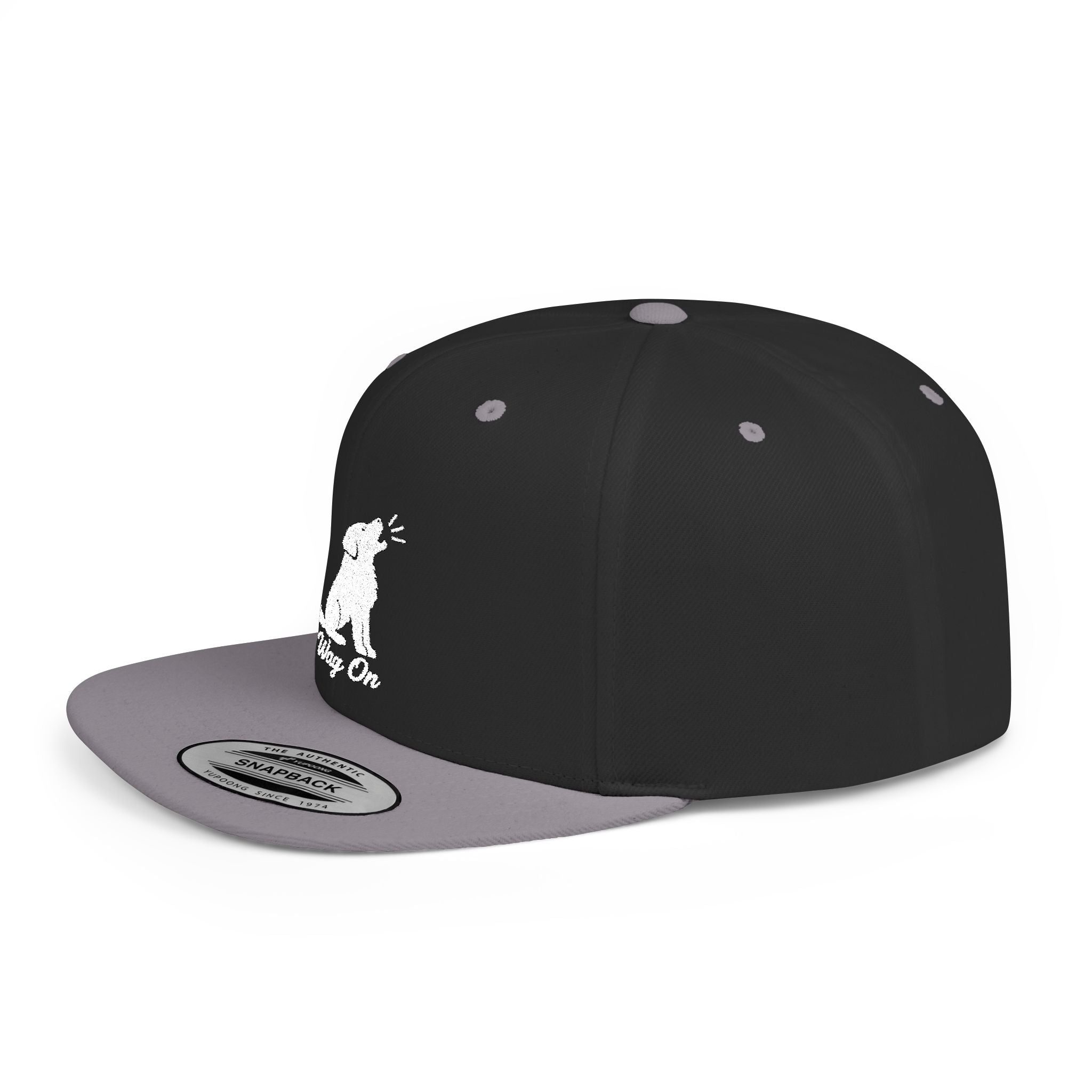 Copy of Wag On Snapback Hat — Embroidered Howling Dog Flat Bill Cap