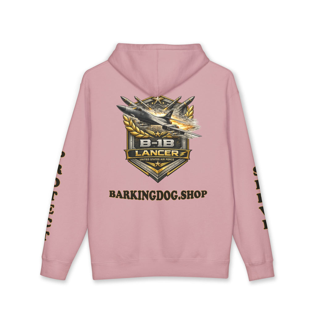 B-1B Lancer Jet Hoodie — Barking Dog 'Wag On' Military Air Force Tribute