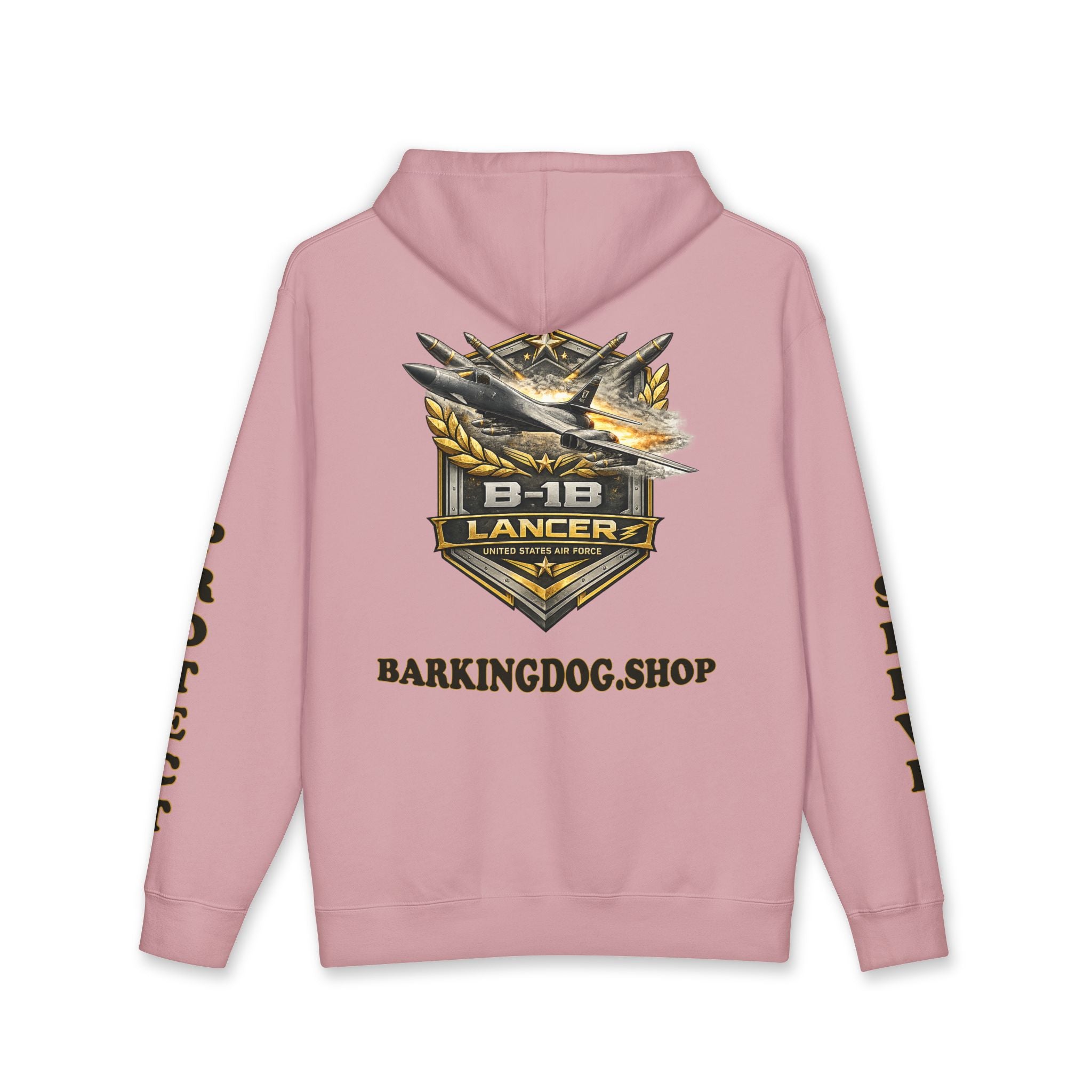 B-1B Lancer Jet Hoodie — Barking Dog 'Wag On' Military Air Force Tribute