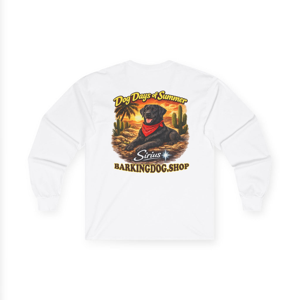 Black Labrador Dog Days of Summer Cactus Long Sleeve T Shirt Beach Collection Summer Dog Graphic Tee Wag On BarkingDog Shop