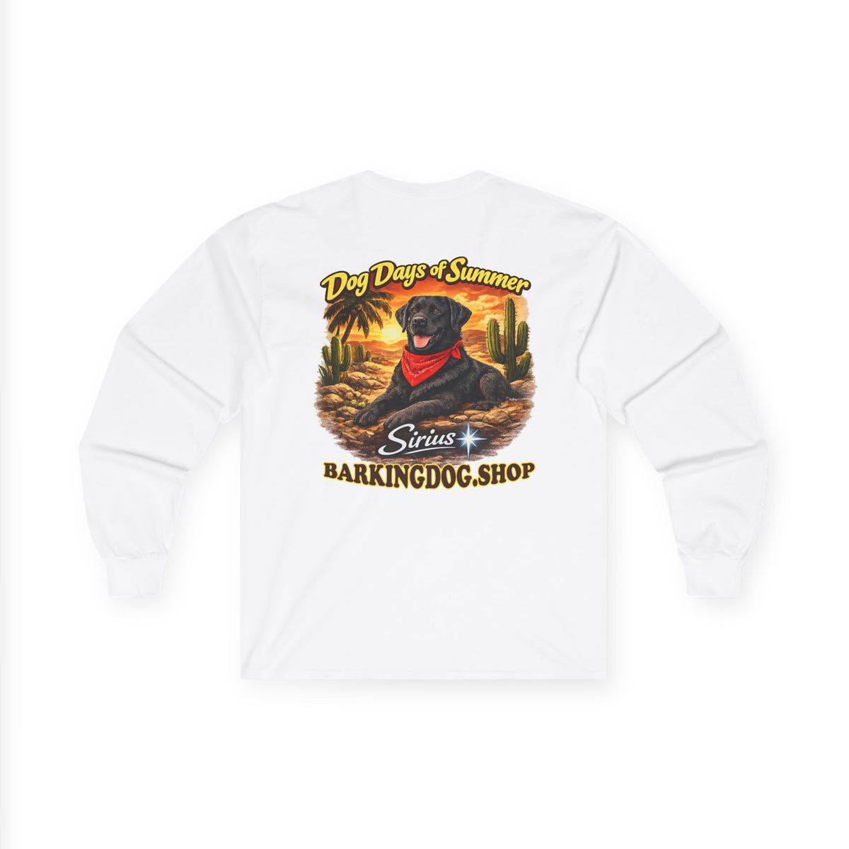 Black Labrador Dog Days of Summer Cactus Long Sleeve T Shirt Beach Collection Summer Dog Graphic Tee Wag On BarkingDog Shop