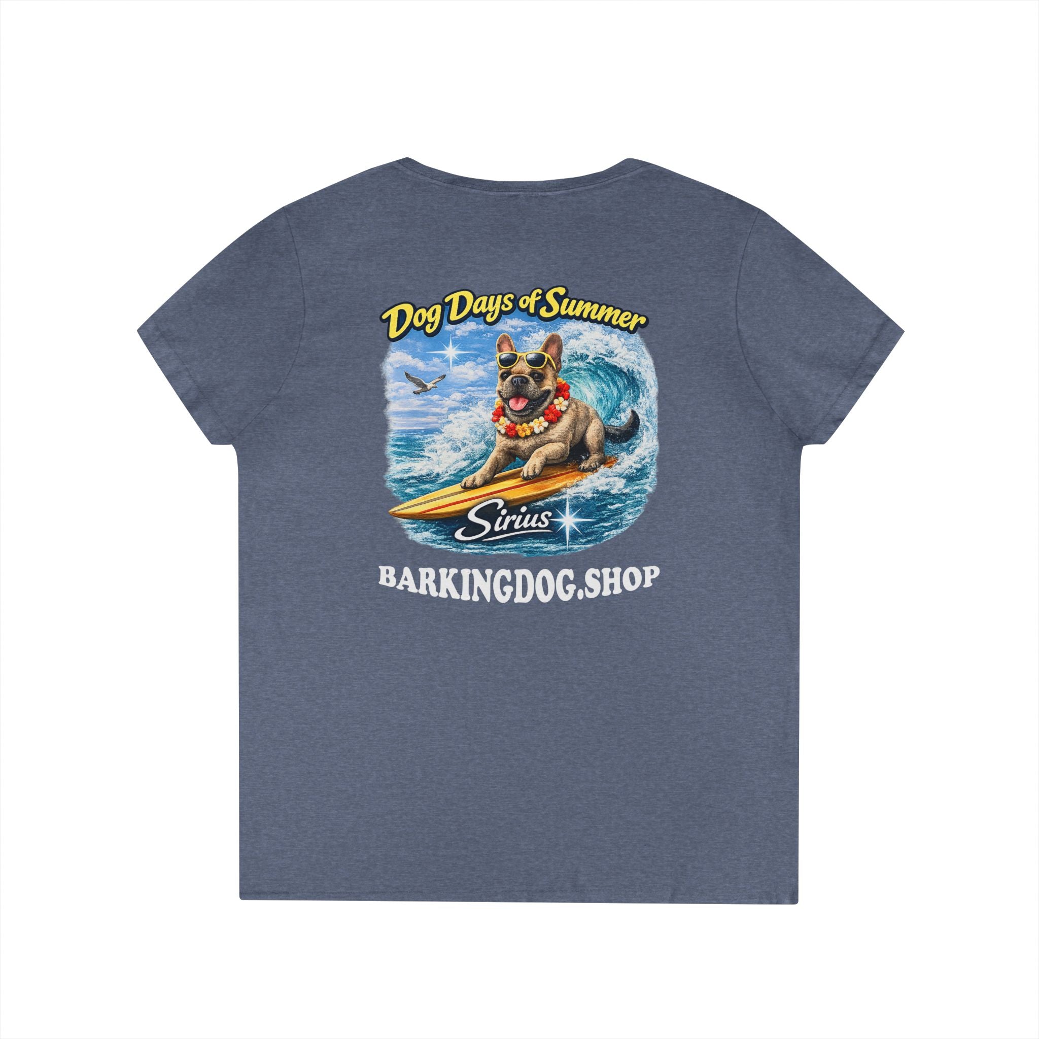 French Bull Dog Surfboard T-Shirt Wag On™ Dog Days of Summer