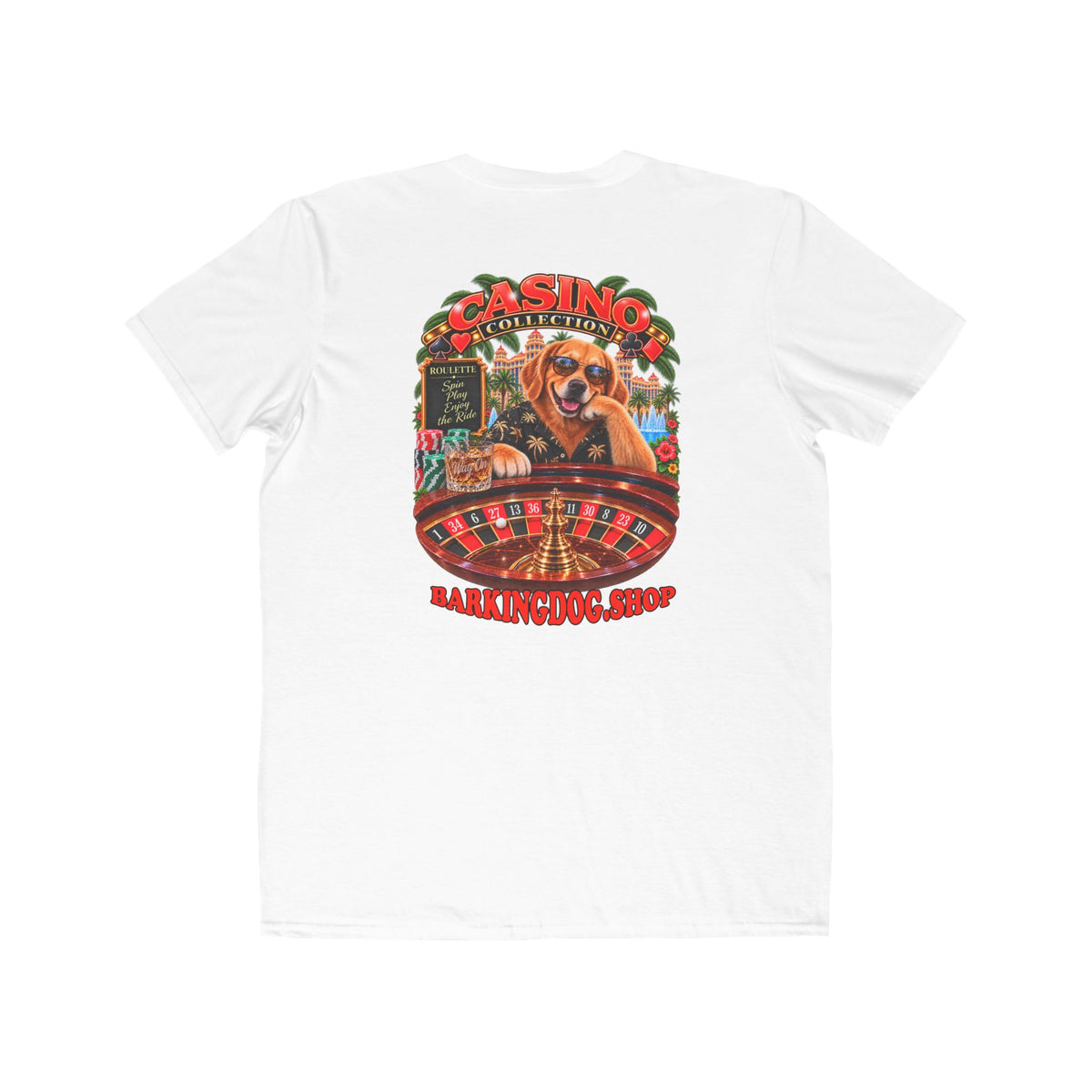 Golden Retriever Roulette T Shirt Casino Collection Funny Slot Machine Dog Graphic Tee Wag On BarkingDog Shop