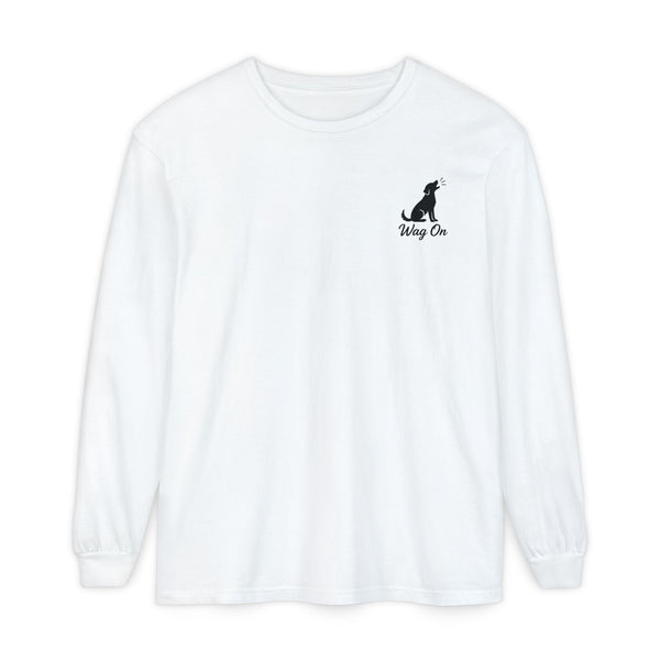 USA 250th Anniversary Long Sleeve T-Shirt — Patriotic Dog Flag Design