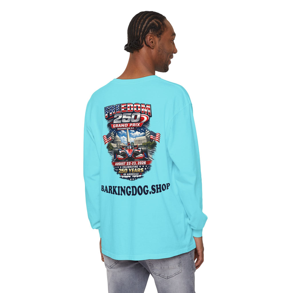 Freedom 250 Grand Prix Long Sleeve T-Shirt — "Wag On" Dog Rally Race Tee