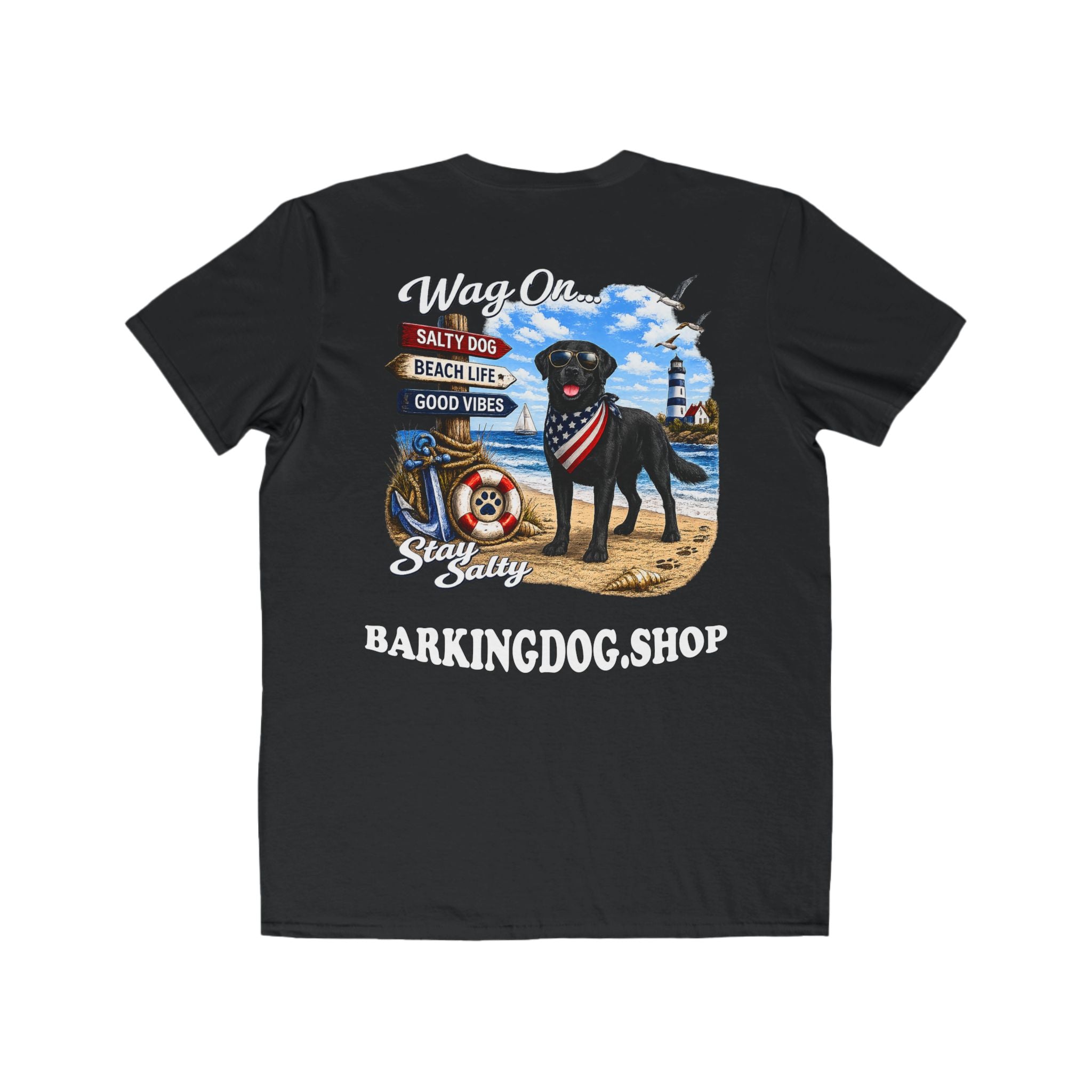 Black Lab Dog Beach T Shirt Wag On™ Stay Salty