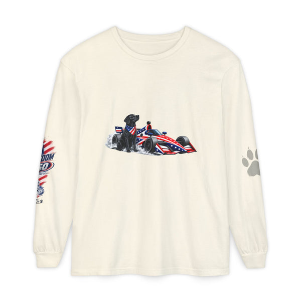 American Freedom 250 Long Sleeve T Shirt USA Country 250th Anniversary Patriotic Racing Dog Tee Wag On BarkingDog Shop