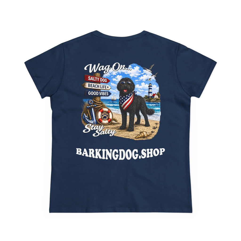 Black Bernedoodle  T Shirt Stay Salty Beach Dog Lover Graphic Tee Wag On BarkingDog Shop