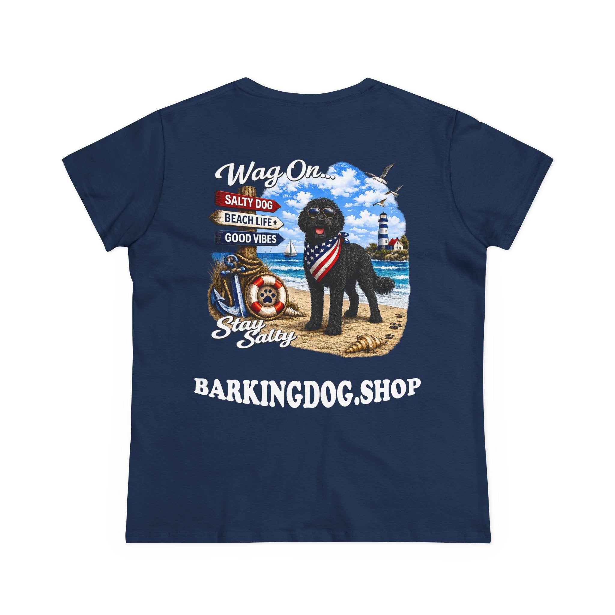 Black Bernedoodle  T Shirt Stay Salty Beach Dog Lover Graphic Tee Wag On BarkingDog Shop