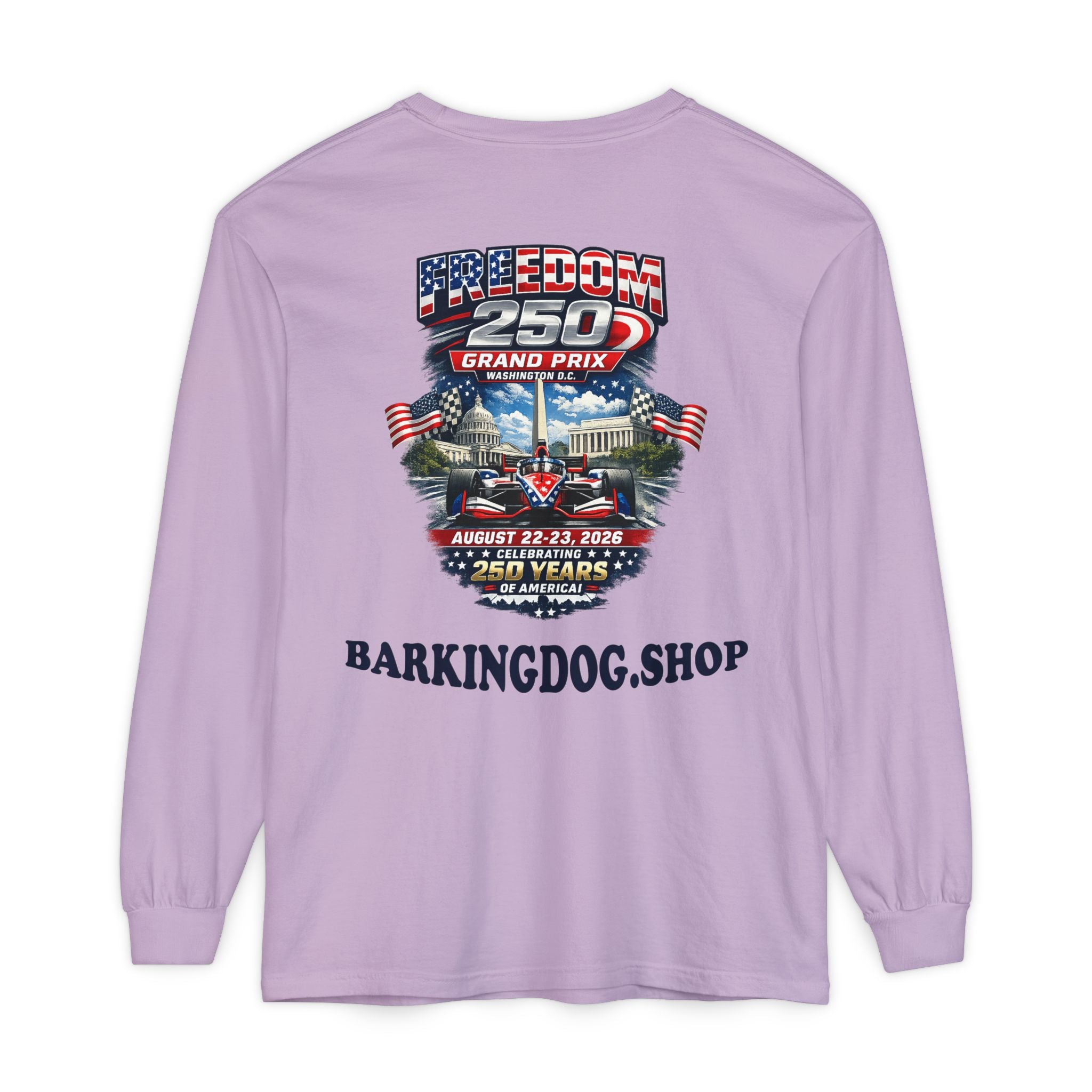 Freedom 250 Grand Prix Long Sleeve T-Shirt — "Wag On" Dog Rally Race Tee