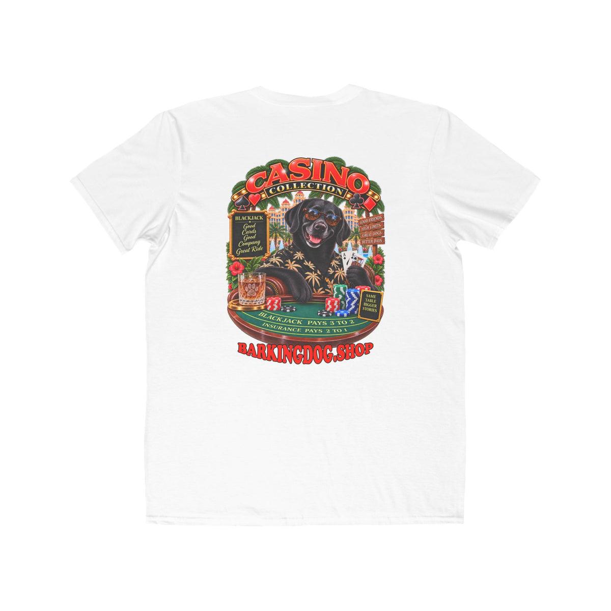 Black Labrador Blackjack T Shirt Casino Collection Funny Slot Machine Dog Graphic Tee Wag On BarkingDog Shop