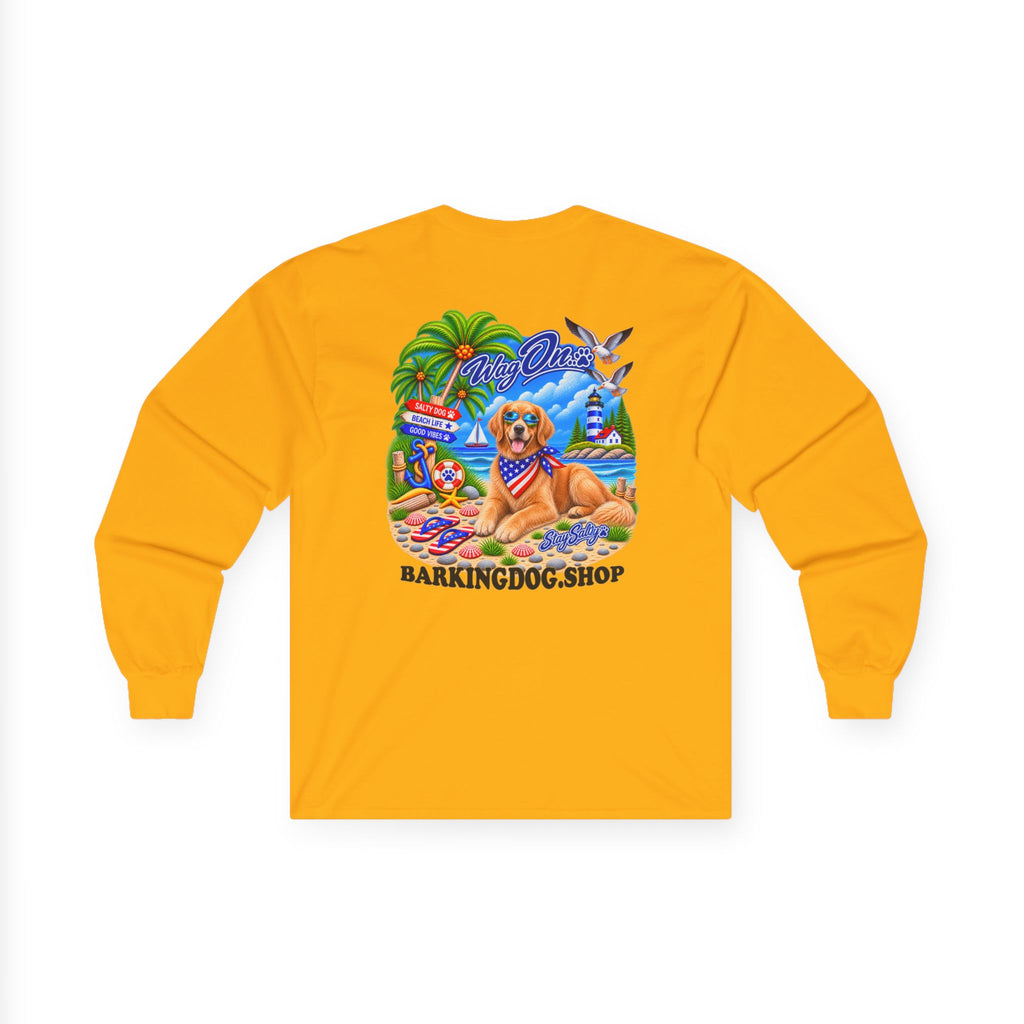 Golden Retriever Stay Salty Pup Long Sleeve T Shirt Beach Collection Coastal Dog Graphic Tee Wag On BarkingDog Shop