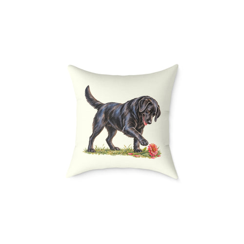 Black Labrador Zinnia Throw Pillow Ivory Home Decor Collection Watercolor Dog Decor BarkingDog Shop