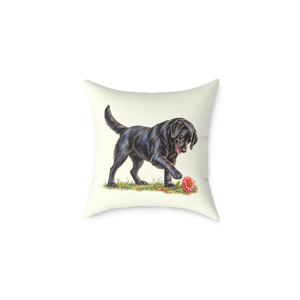 Black Labrador Zinnia Throw Pillow Ivory Home Decor Collection Watercolor Dog Decor BarkingDog Shop