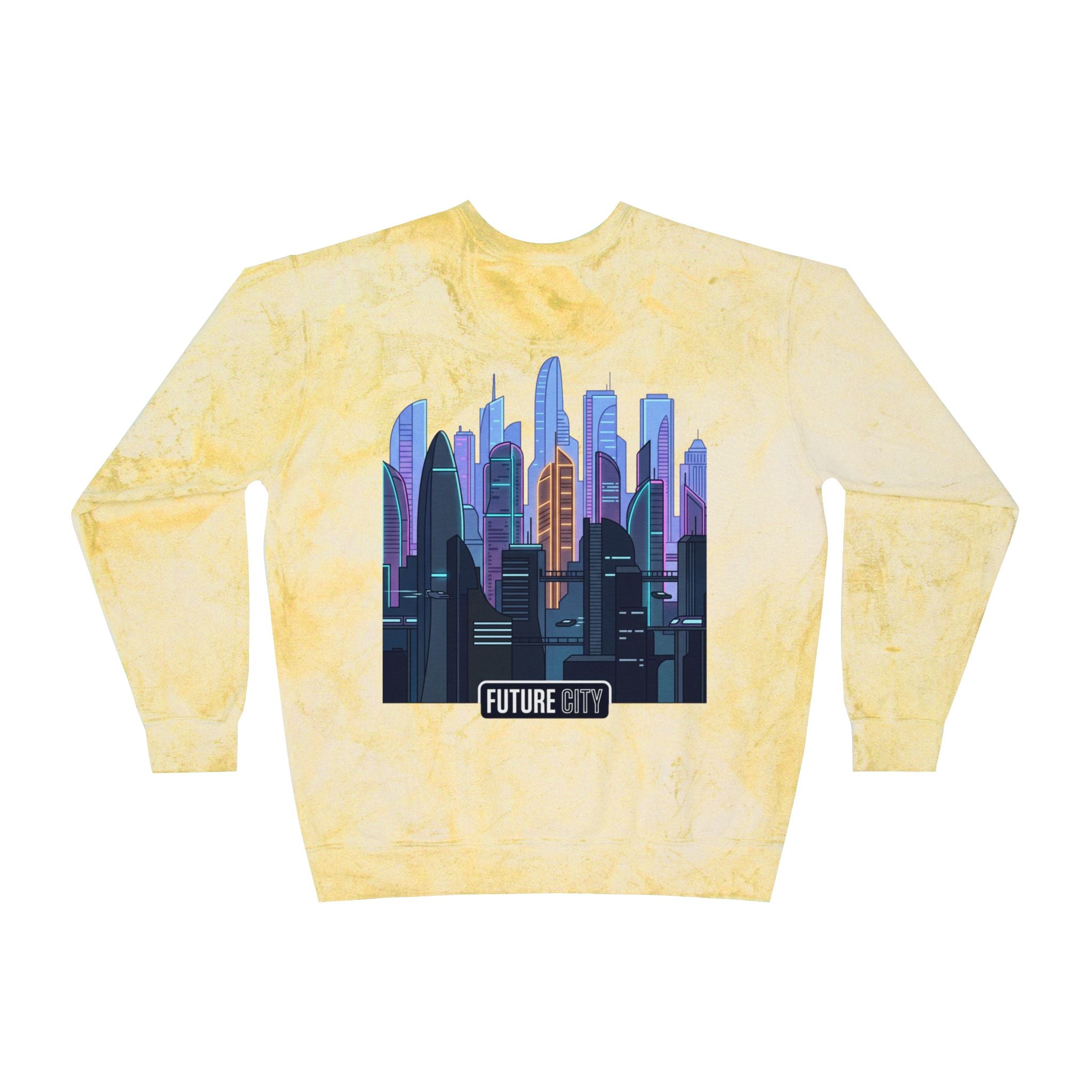 Future City Yellow Tie-Dye Crewneck Sweatshirt