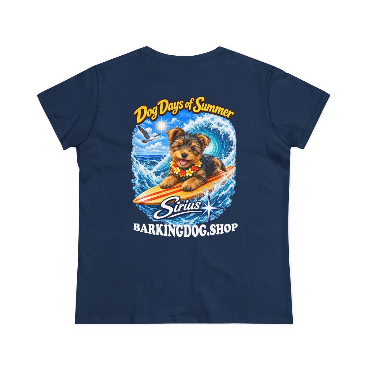Yorkshire Terrier Surfboard T Shirt Dog Days Of Summer Beach Dog Lover Graphic Tee Wag On BarkingDog Shop