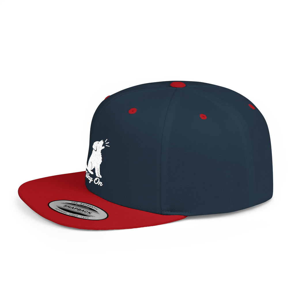 Copy of Wag On Snapback Hat — Embroidered Howling Dog Flat Bill Cap