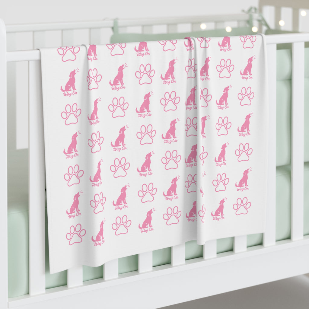 Pink Puppy Paw Baby Swaddle Blanket Babies and Puppies Collection Newborn Wrap Baby Gift BarkingDog Shop