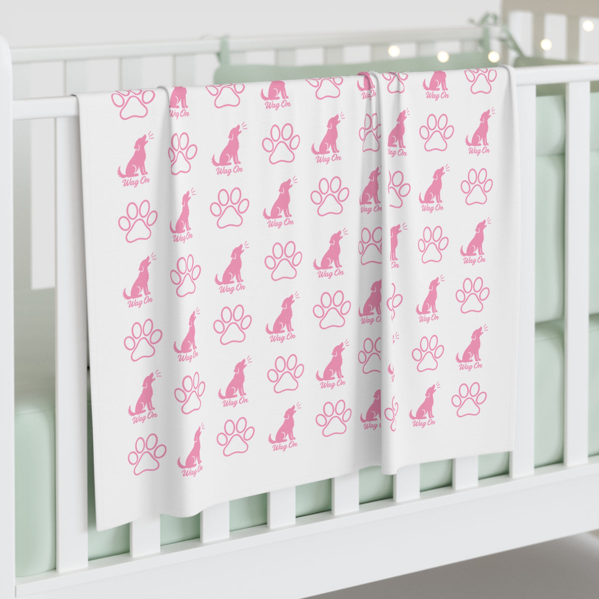 Pink Puppy Paw Baby Swaddle Blanket Babies and Puppies Collection Newborn Wrap Baby Gift BarkingDog Shop