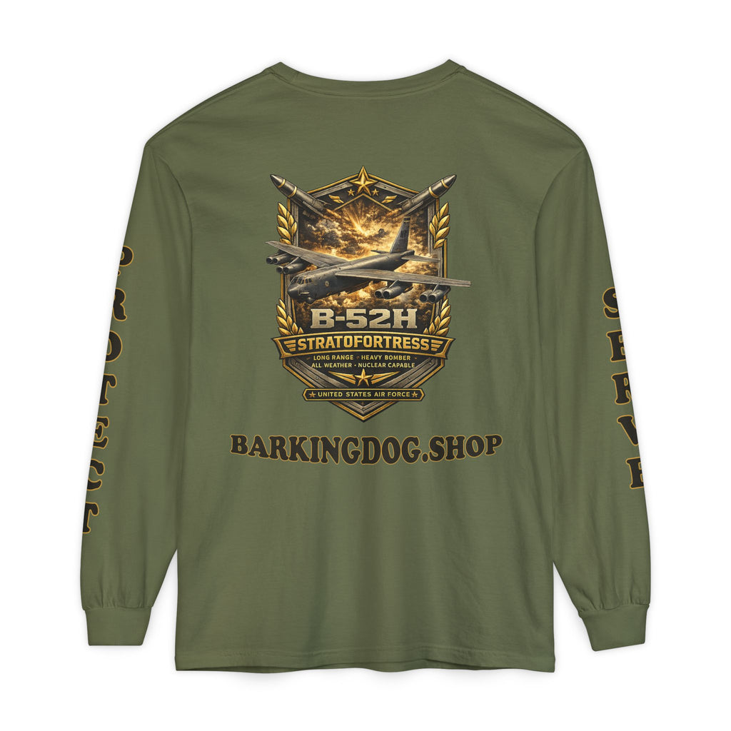 B-52H Stratofortress Long Sleeve Tee — Barking Dog 'Wag On' Military Air Force Tribute