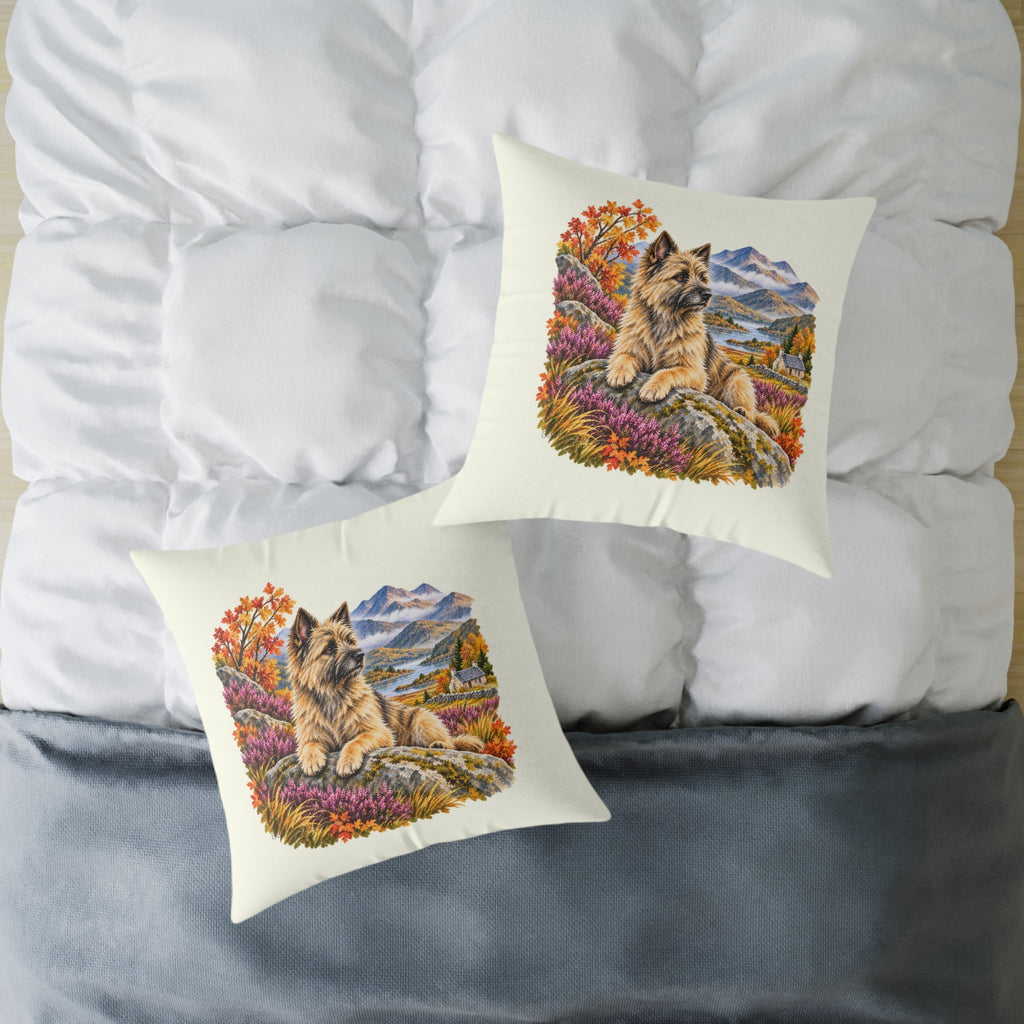 Cairn Terrier Scottish Highlands Autumn Throw Pillow Ivory Home Decor Collection Scenic Dog Decor BarkingDog Shop
