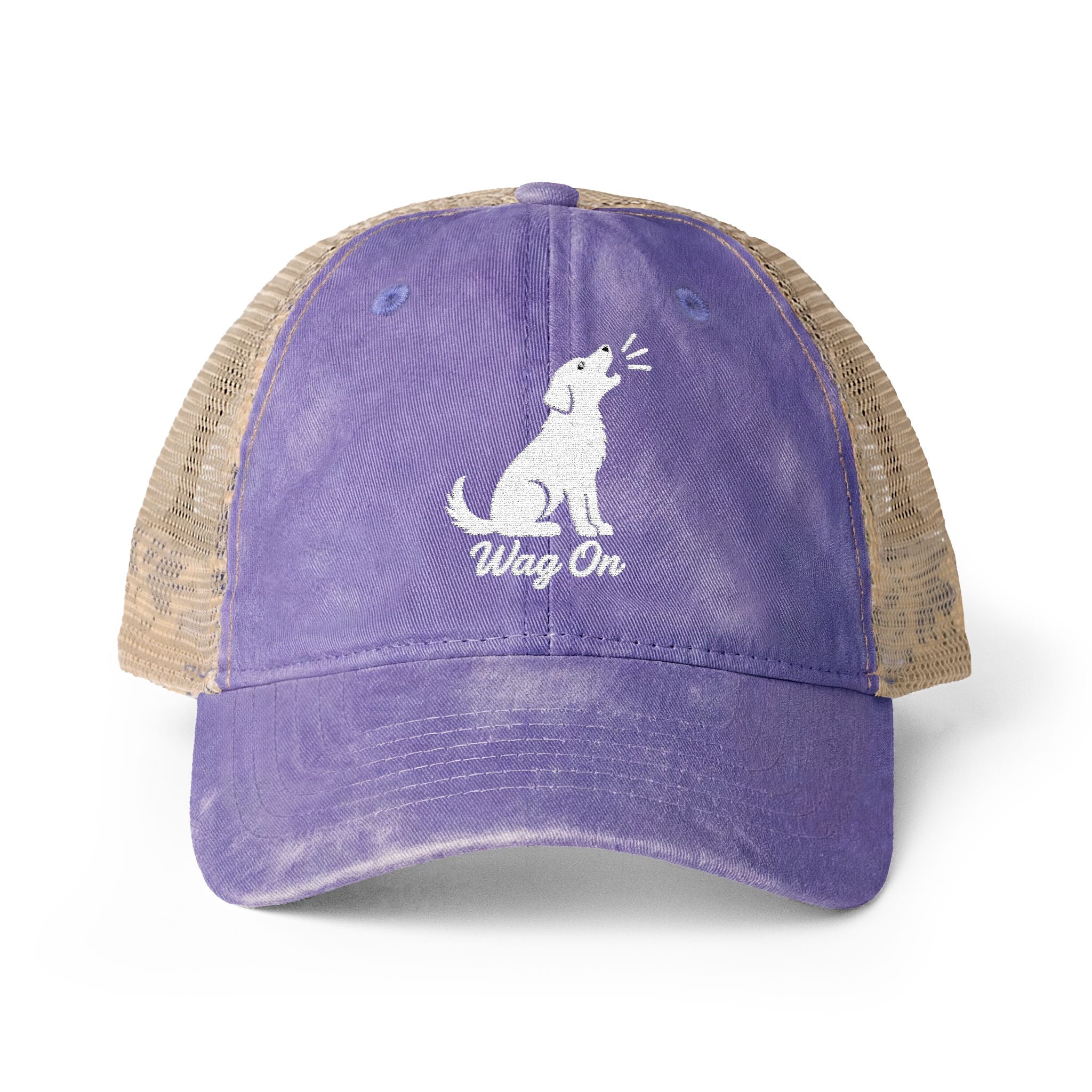 Women's Embroidered Wag On Washed Mesh-Back Cap