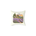 Lavender Fields Woodcut Relief Throw Pillow Ivory Floral Landscape Home Decor BarkingDog Shop