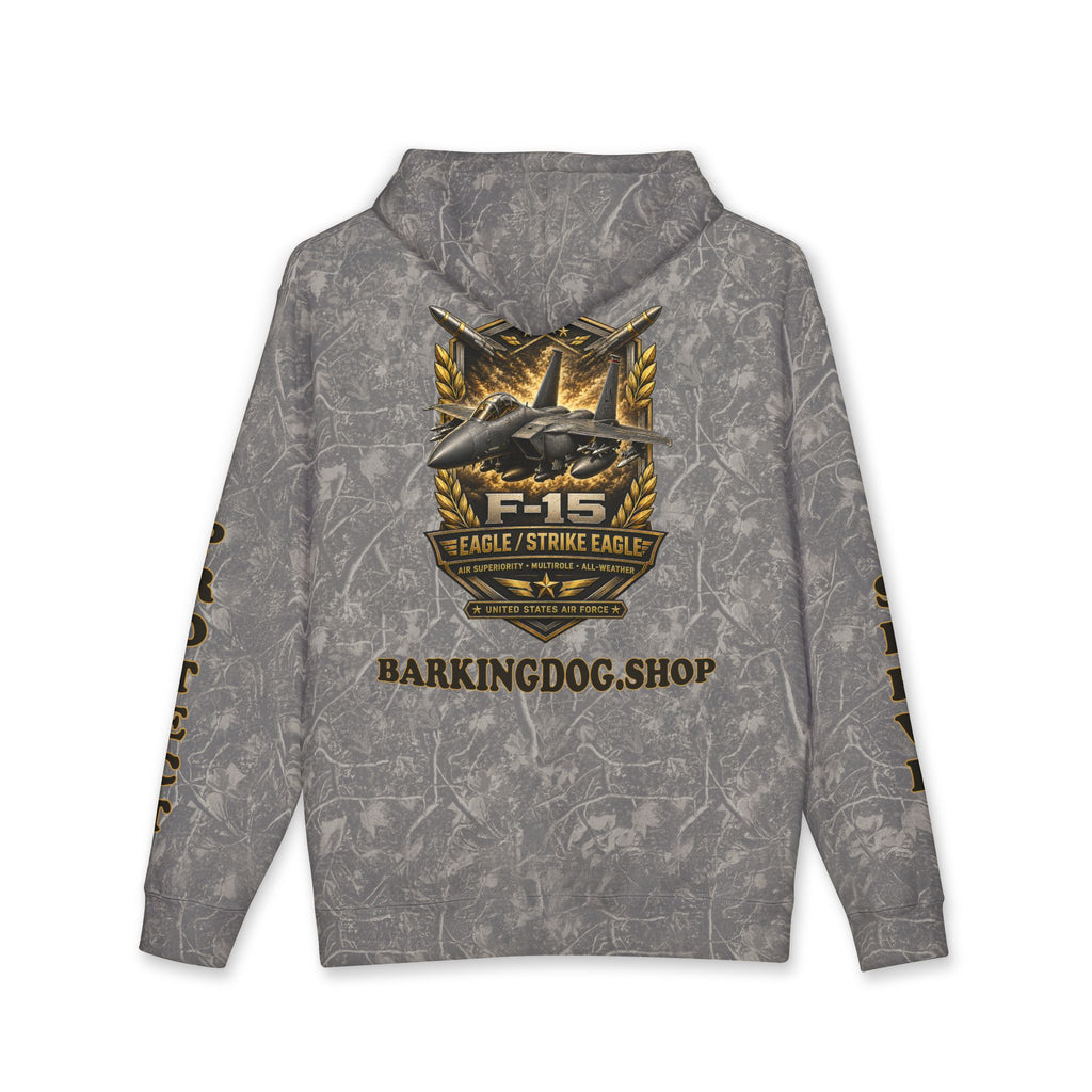 F-15 Strike Eagle Jet Hoodie — Barking Dog 'Wag On' Military Air Force Tribute