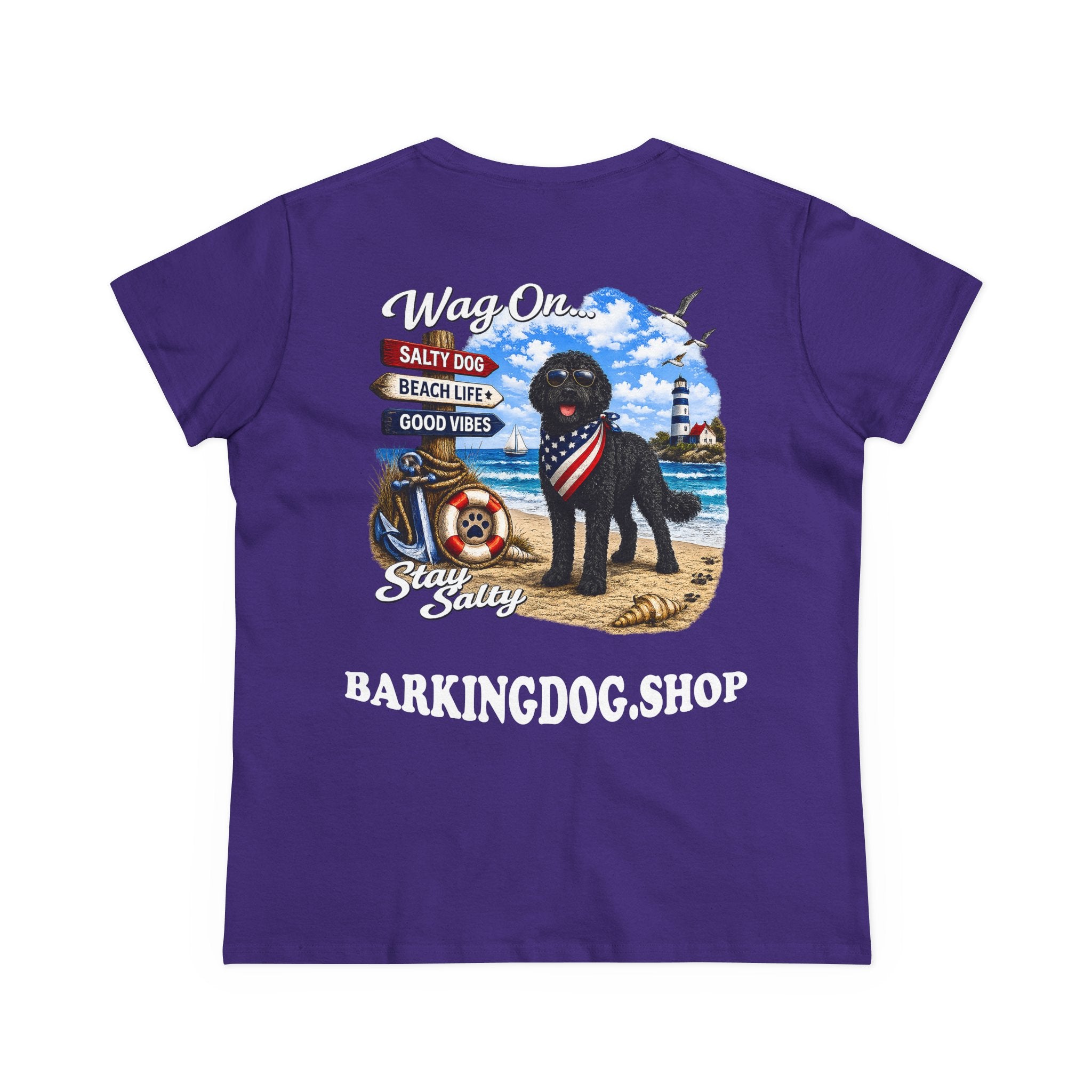 Black Bernedoodle  T Shirt Stay Salty Beach Dog Lover Graphic Tee Wag On BarkingDog Shop