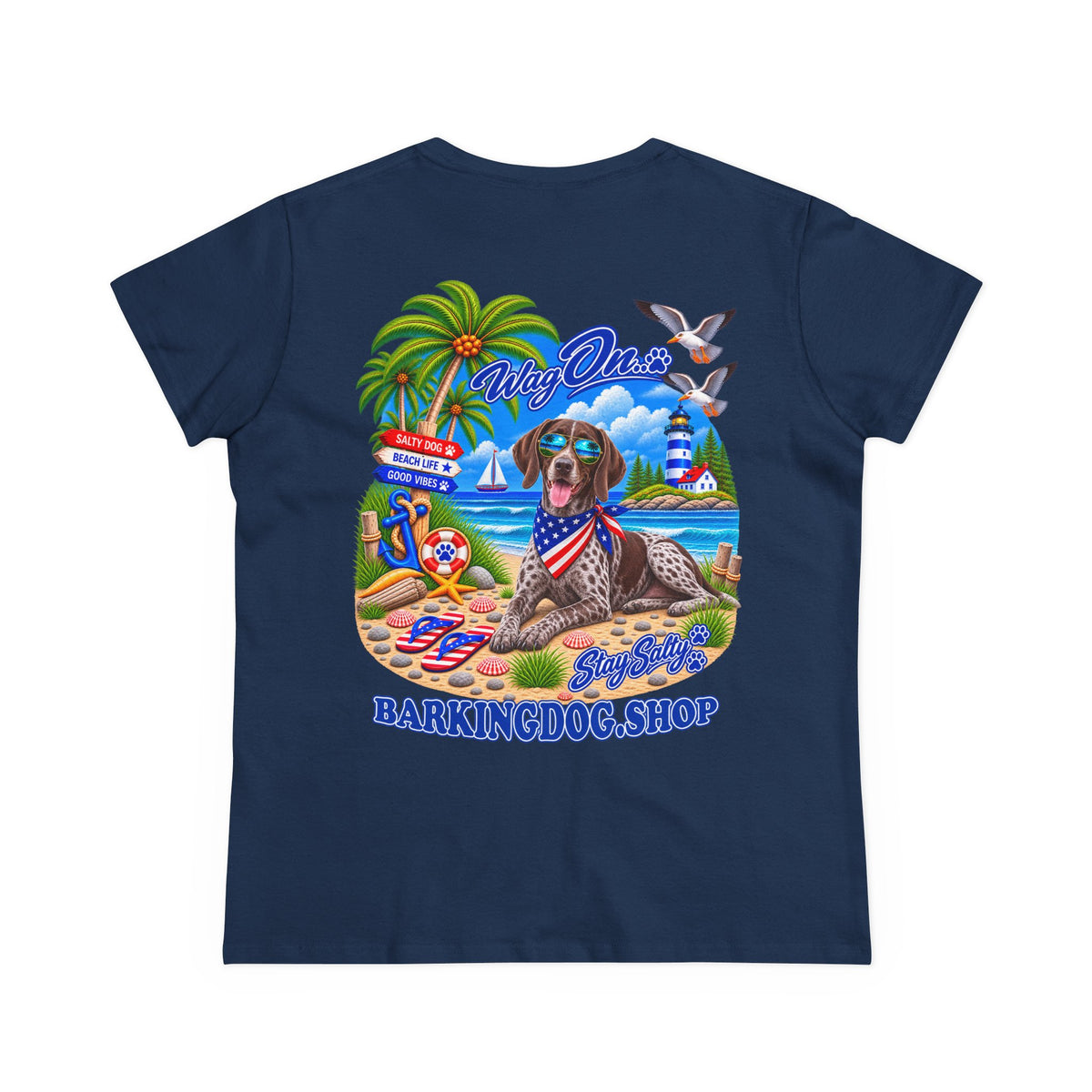 German Shorthair Pointer Stay Salty T Shirt Beach Collection Salty Pup Beach Life Graphic Tee Wag On BarkingDog Shop